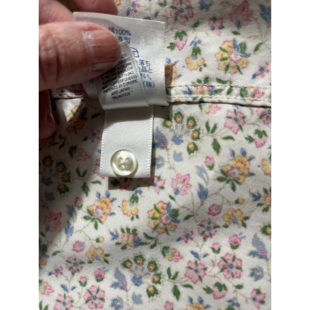 Lands' End Women's 10P Petite Non Iron Pinpoint Oxford Shirt Floral Long Sleeve - Picture 9 of 13